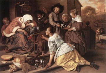 the painter jan asselyn Painting - The Effects Of Intemperance Dutch genre painter Jan Steen